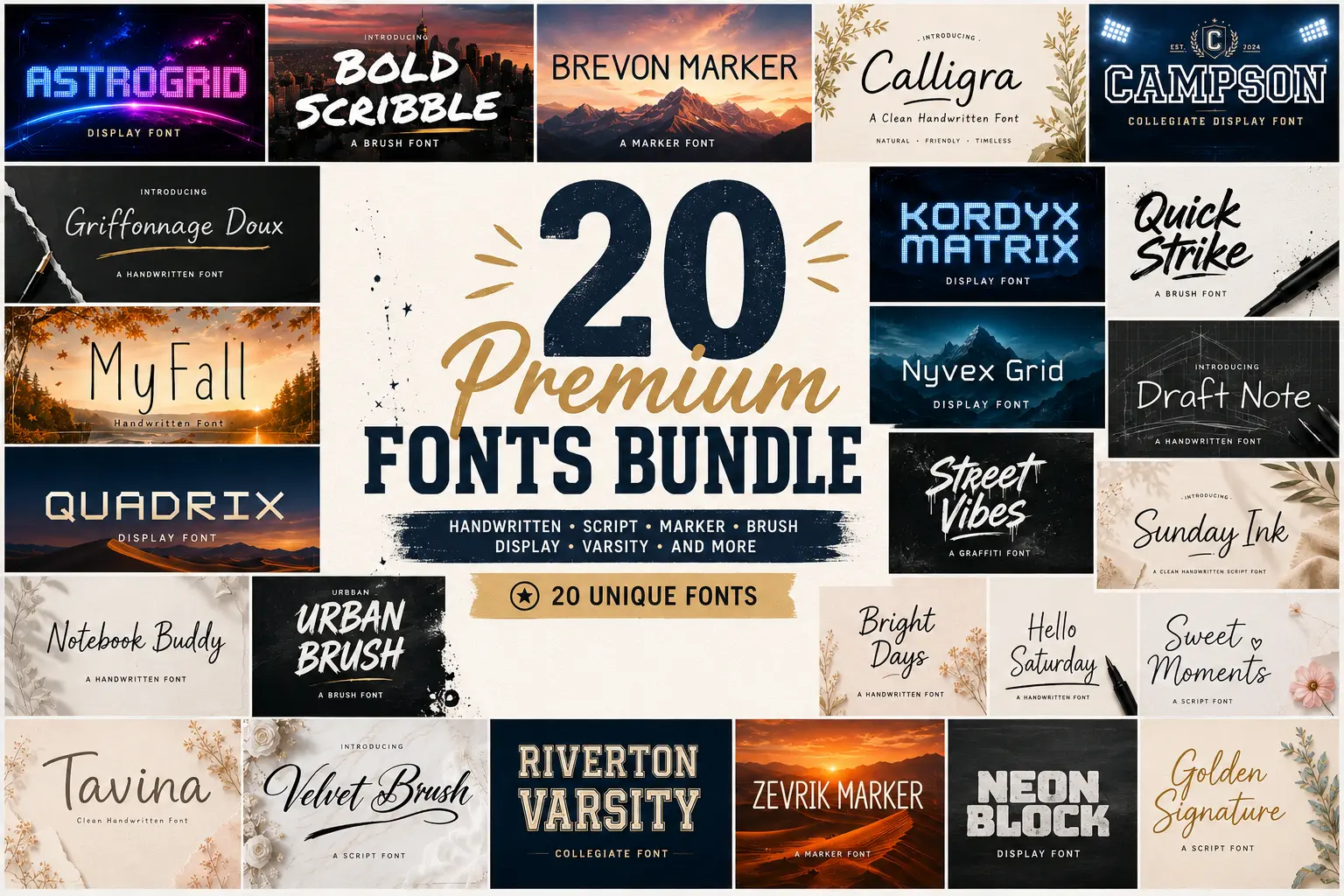 20 Premium Fonts Preview